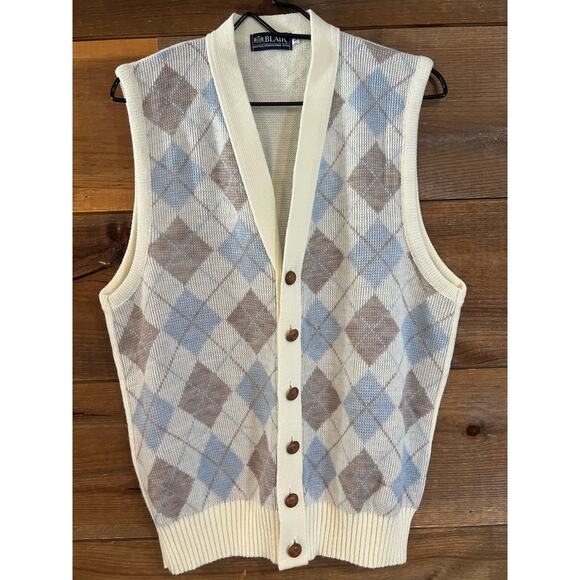 Blair Sweaters - Vintage Blair Cardigan 80s V-Neck Wool Wooden Like Buttons Womans Size L